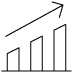 A simple line-art bar chart with an upward arrow indicating growth or positive trend.